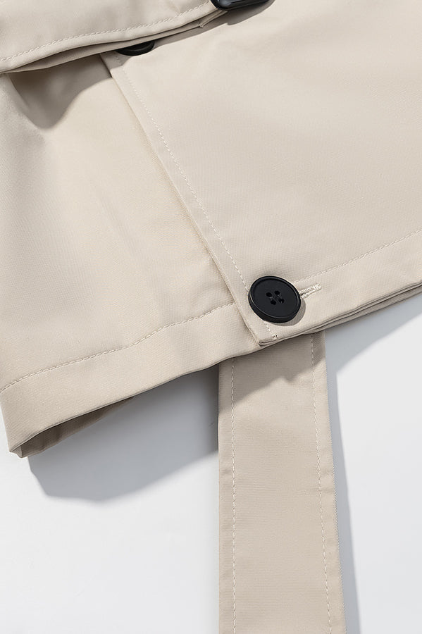 Langry cozy belt trench coat in beige with black buttons and belt