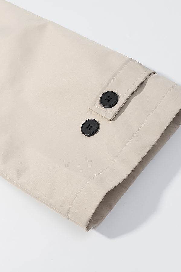 Langry fashion beige trench coat with black buttons and cuffs