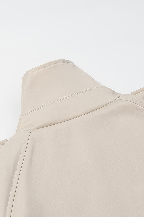 Langry Cozy Belt Trench Coat in beige with button details and pocket flaps