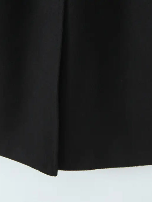 Langry fashion black pleated skirt in woolen coat design
