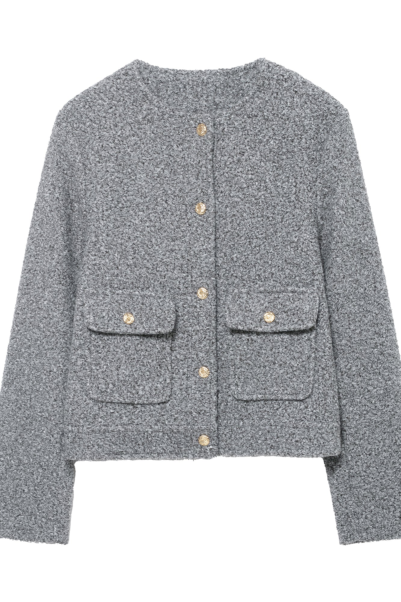 Gray tweed cropped Langry fashion jacket in woolen coat style