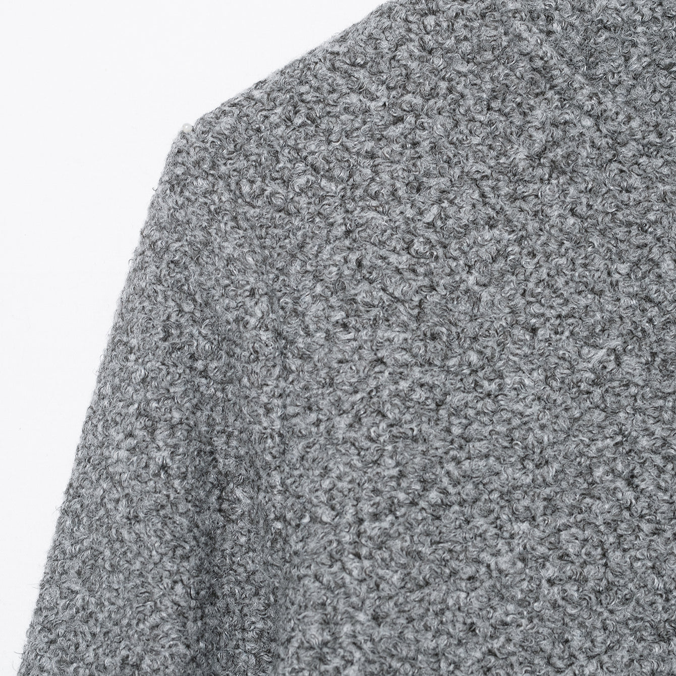 Gray textured sweater with ribbed neckline and cuffs in Langry fashion ملابس