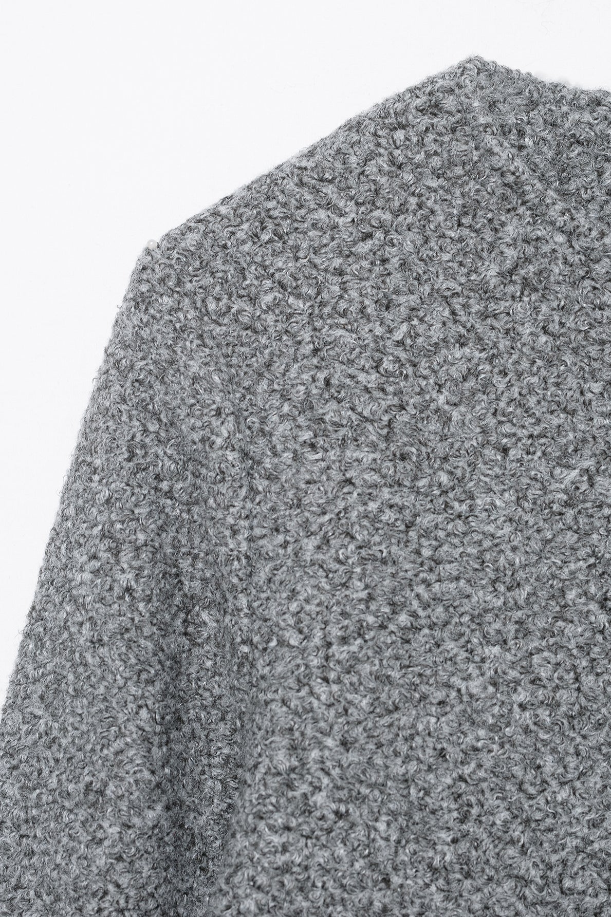 Gray textured sweater with ribbed neckline and cuffs in Langry fashion ملابس