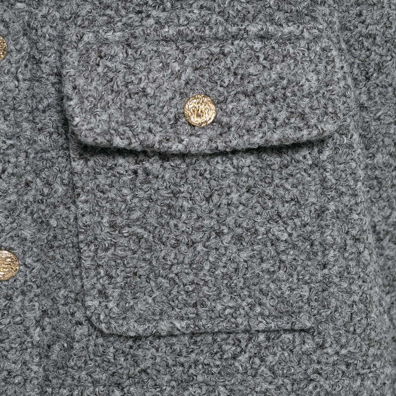 Elegant gray wool blazer with gold buttons, Langry fashion coat