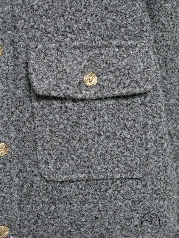 Gray wool blazer with gold buttons in Langry fashion coat