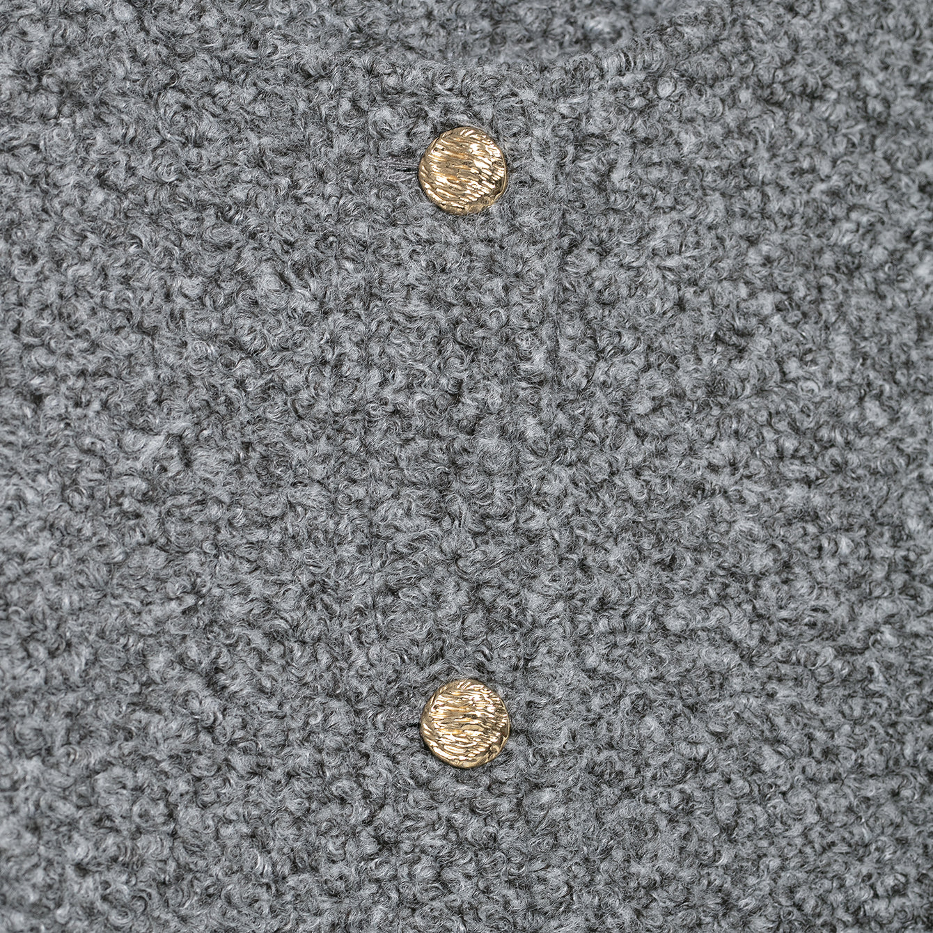 Gray textured woolen coat with gold buttons, Langry fashion ملابس