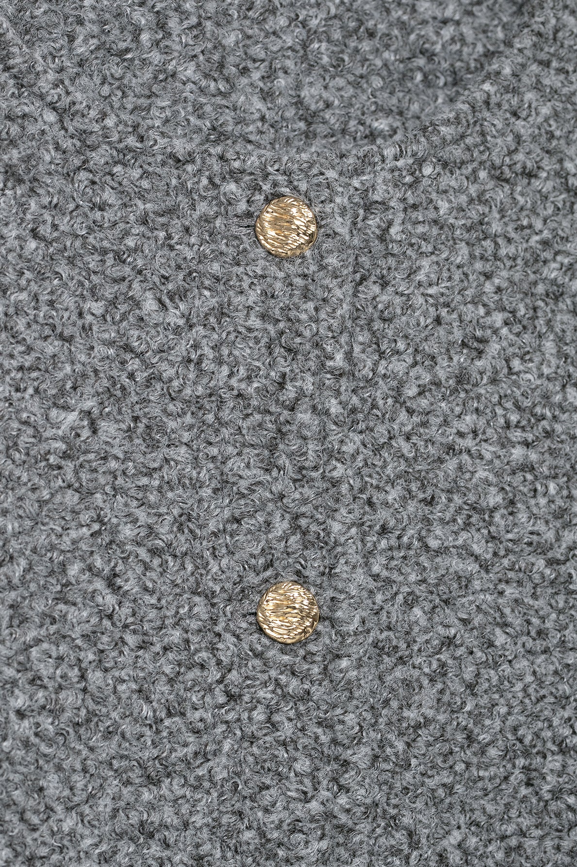 Gray textured woolen coat with gold buttons, Langry fashion ملابس