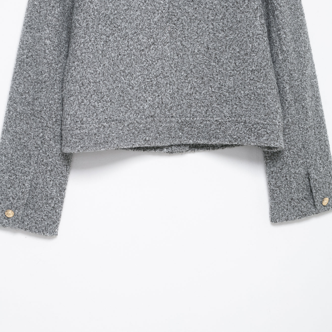 Gray textured wool jacket with gold buttons in Langry fashion
