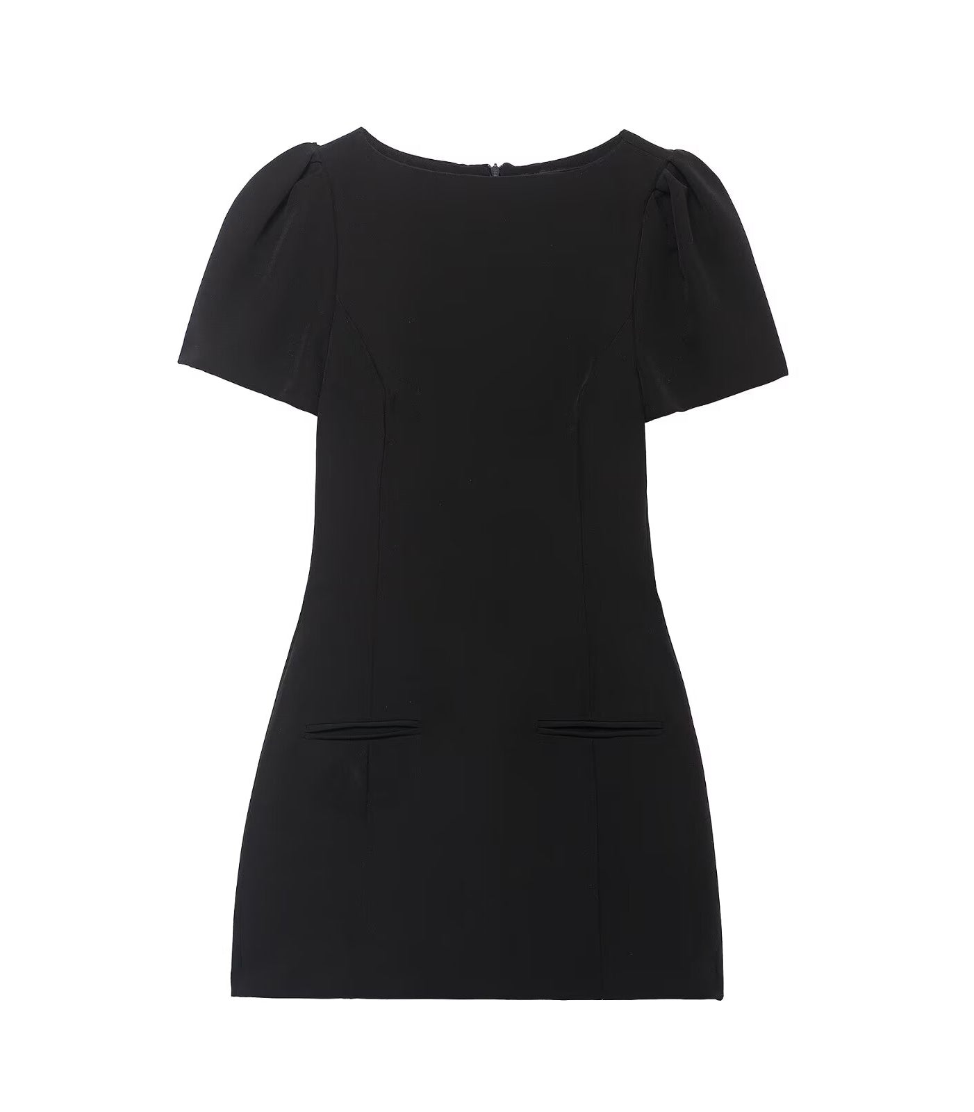 Enchanting short pleated pocket dress in black langry fashion ملابس