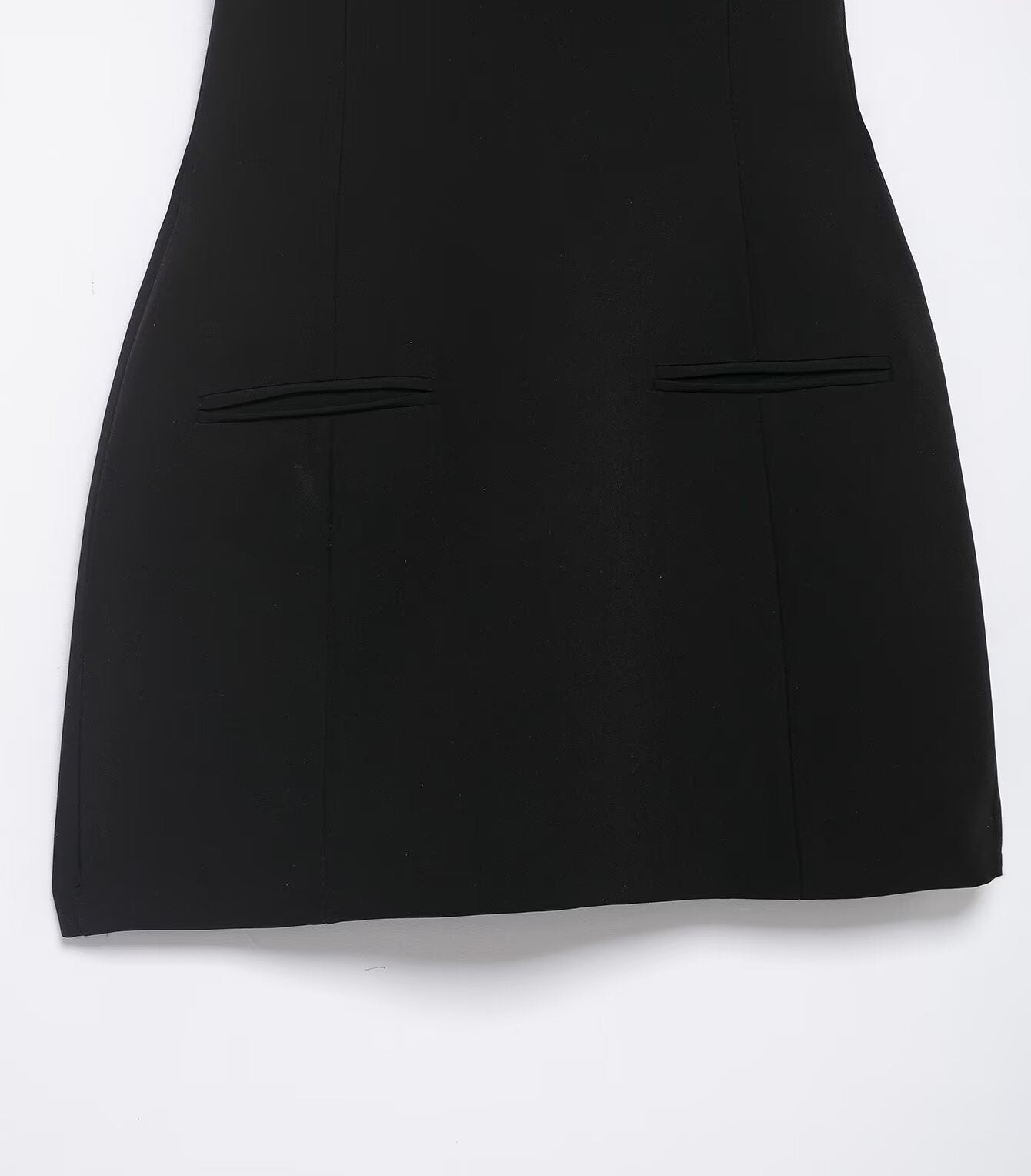 Black Langry fashion mini skirt with front flap pockets in enchanting dress