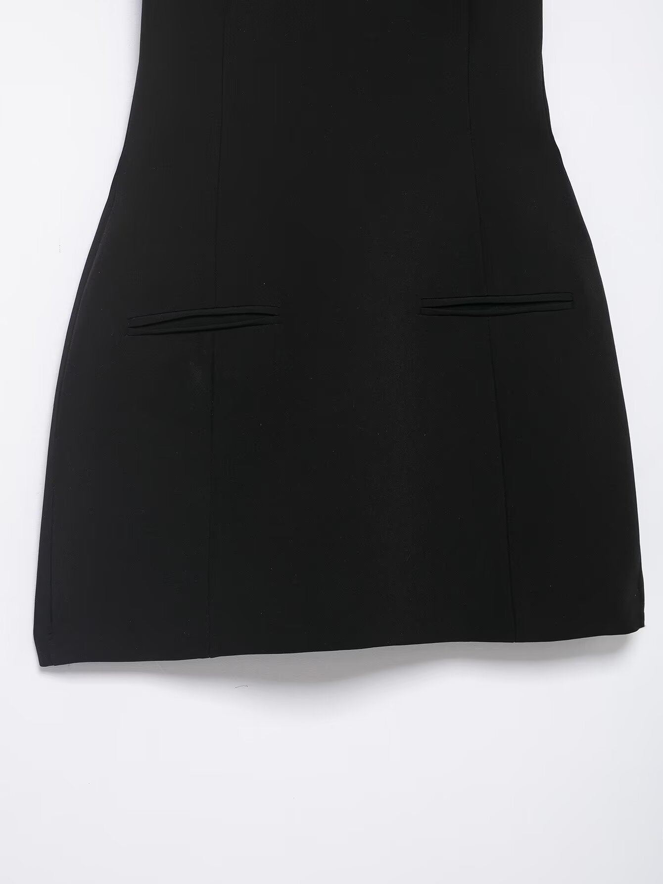 Black Langry fashion mini skirt with front flap pockets in enchanting dress