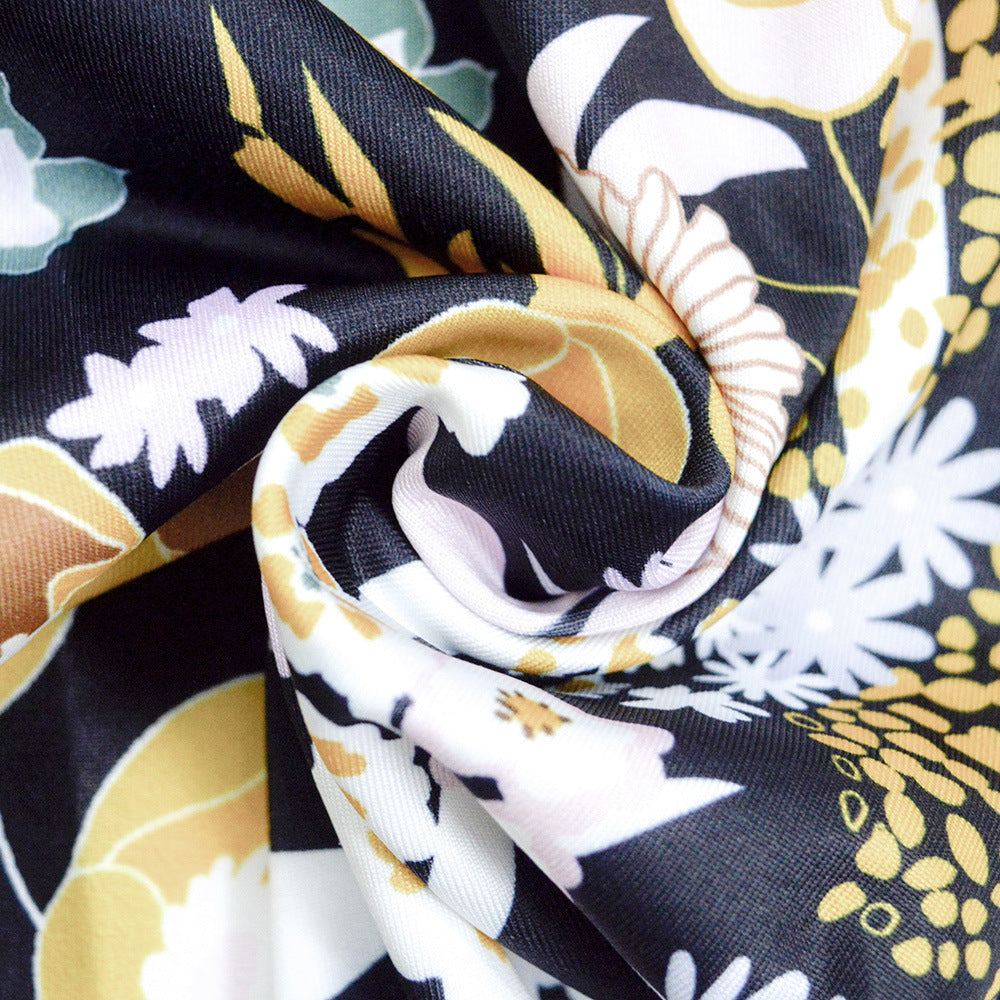 Floral patterned fabric for COMFY VEST YOGA SET, ideal floral suit and vest yoga attire