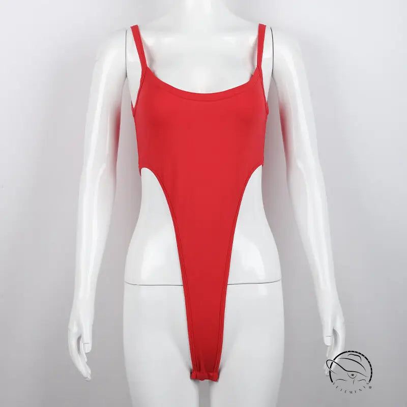 Summer High Split Cropped Outfit Solid Color Base Bodysuit