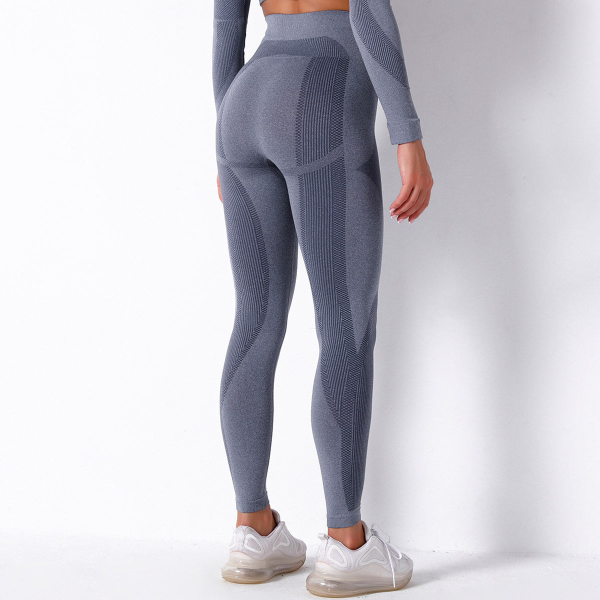 Gray seamless athletic leggings from Bodybuilding Seamless Yoga Pants, ideal for fashion and ملابس