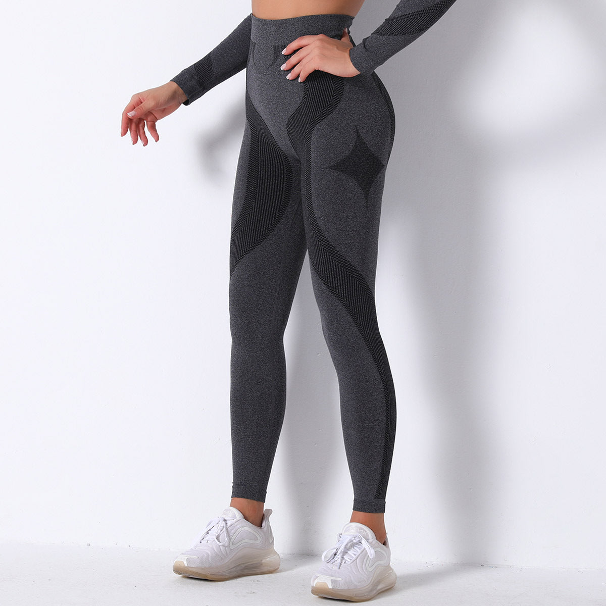 Gray patterned athletic leggings from Langry, perfect for fashion and ملابس enthusiasts