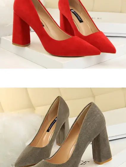 Two pairs of langry suede high-heeled pumps in Comfy Skinny High Heels fashion