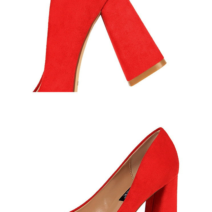 Elegant Red Block Heel Pumps from Comfy Skinny High Heels, perfect for fashion enthusiasts