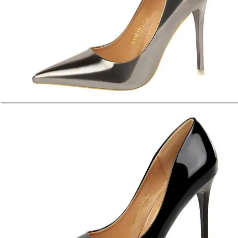 Fashionable langry metal pointed-toe high heels