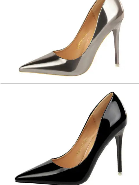 Fashionable langry metal pointed-toe high heels