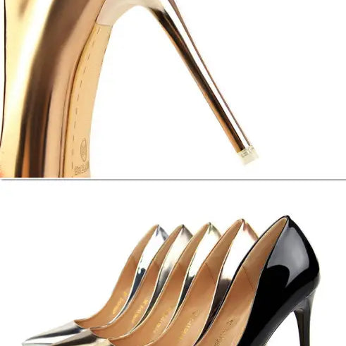 Shiny langry fashion metal stiletto heels in various colors