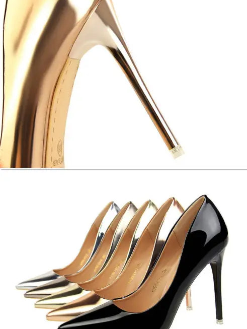 Shiny langry fashion metal stiletto heels in various colors