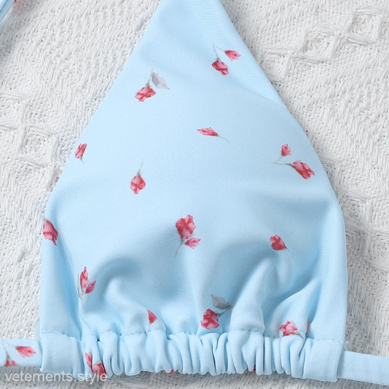 Light blue floral bikini top from BIKINI SET FLORAL SWIMWEAR, perfect floral swimwear