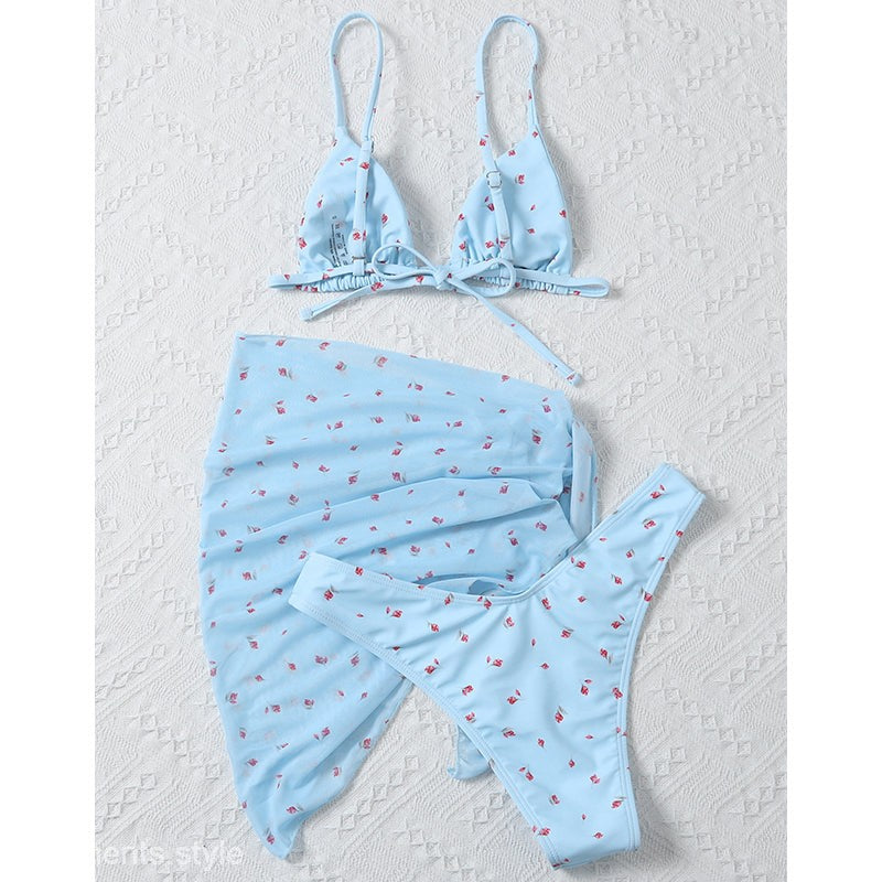 Light blue floral bikini set displayed in floral swimwear product BIKINI SET FLORAL SWIMWEAR