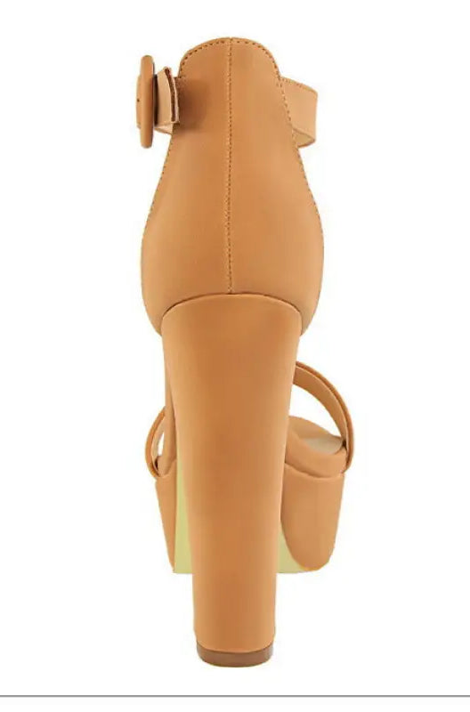 Tan platform heel sandal from Langry fashion collection