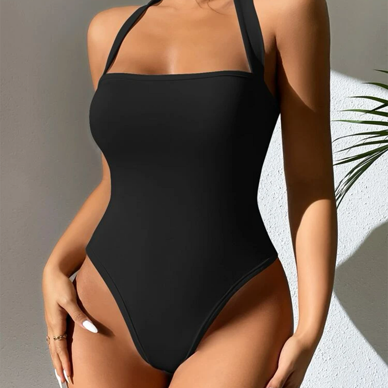 Wear Lace-up Halterneck Bodysuit Women Summer Tight Bottoming Crotch Spaghetti-strap Camisole Top