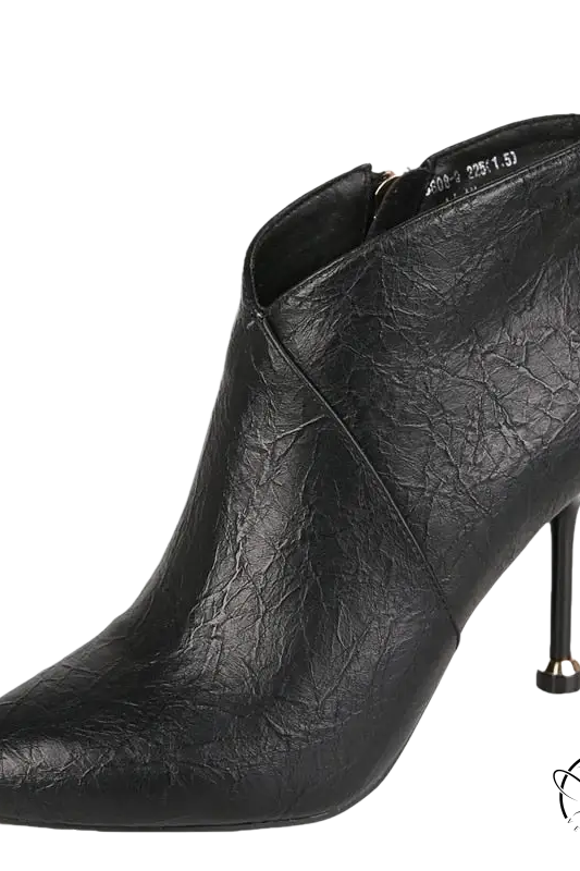 Black textured leather ankle boot in Fashion European Boots