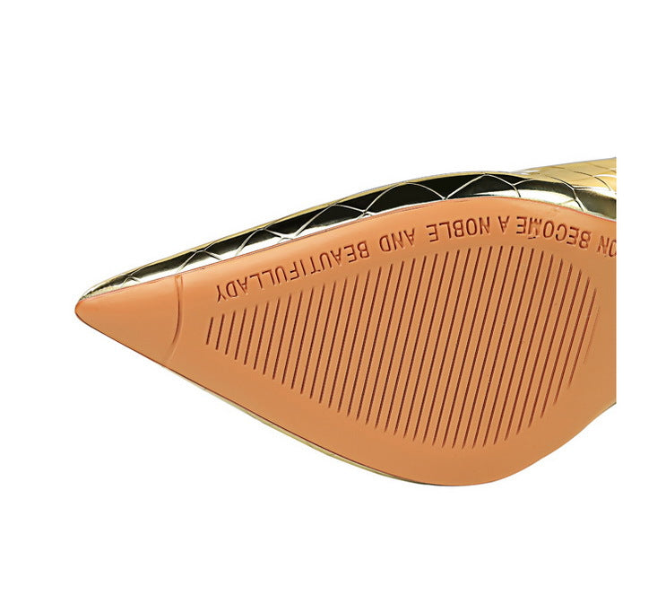 Metal Stone Pattern Retro High Heels