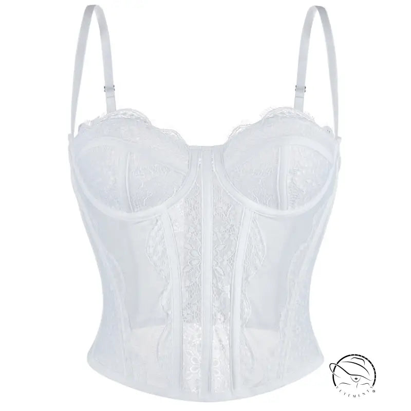 White lace langry camisole outerwear top bra with adjustable straps