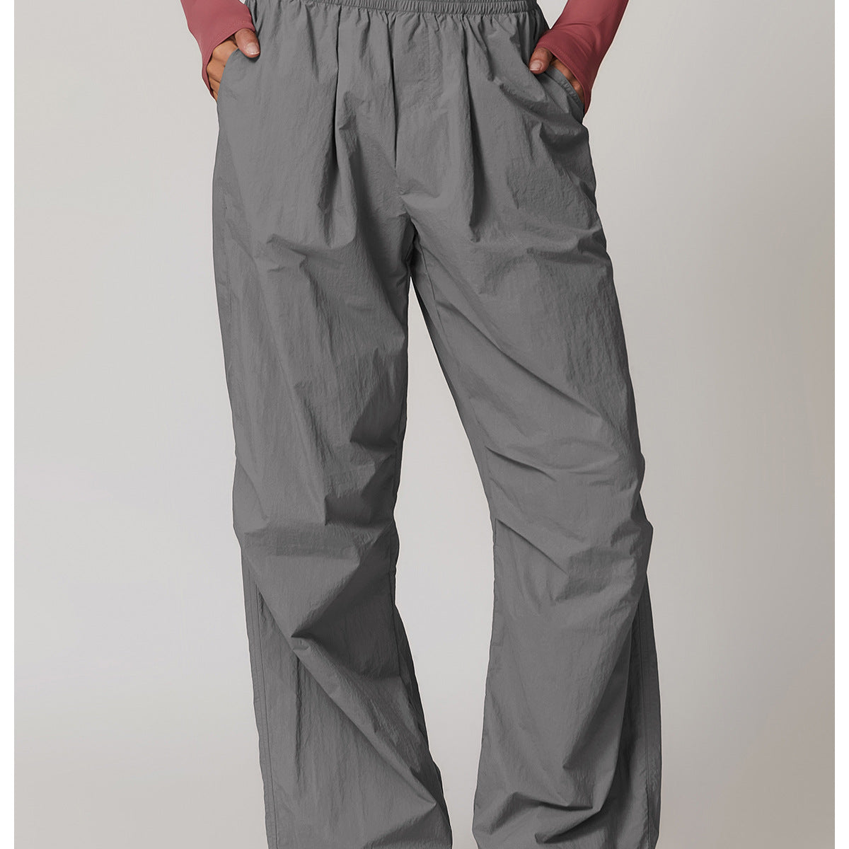 Gray drawstring waist Casual Sports Pants for fitness, fashion, and active wear ملابس