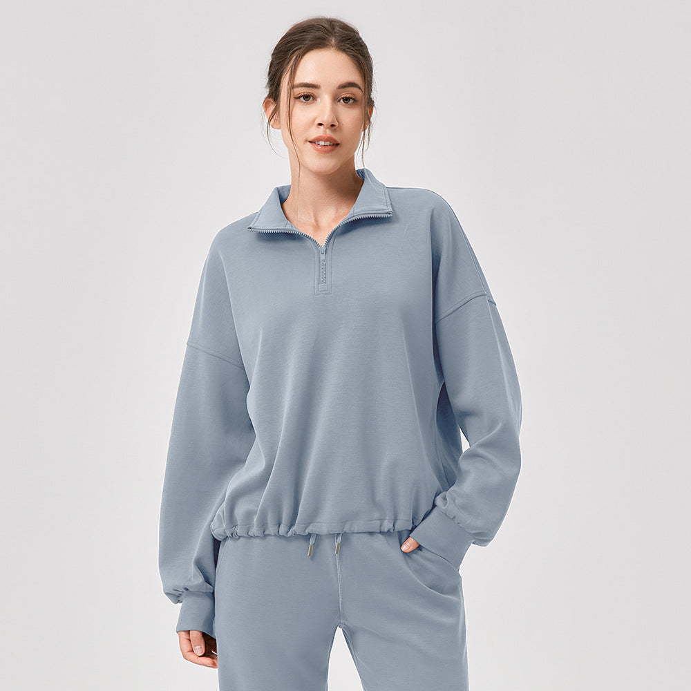 Winter Yoga Wear Sports Sweater Modal Loose Casual Stand Collar Running Fitness Top