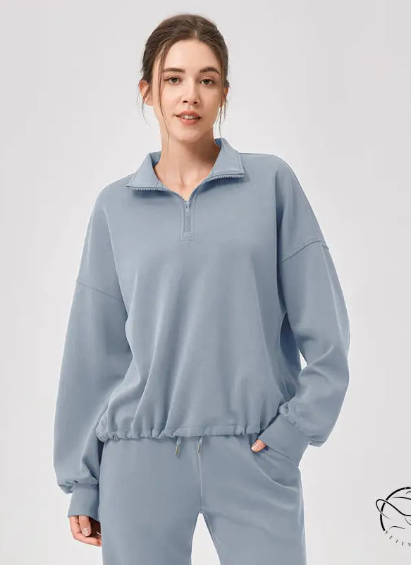 Winter Yoga Wear Sports Sweater Modal Loose Casual Stand Collar Running Fitness Top