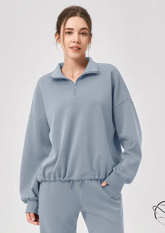 Winter Yoga Wear Sports Sweater Modal Loose Casual Stand Collar Running Fitness Top