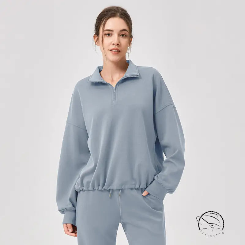 Winter Yoga Wear Sports Sweater Modal Loose Casual Stand Collar Running Fitness Top