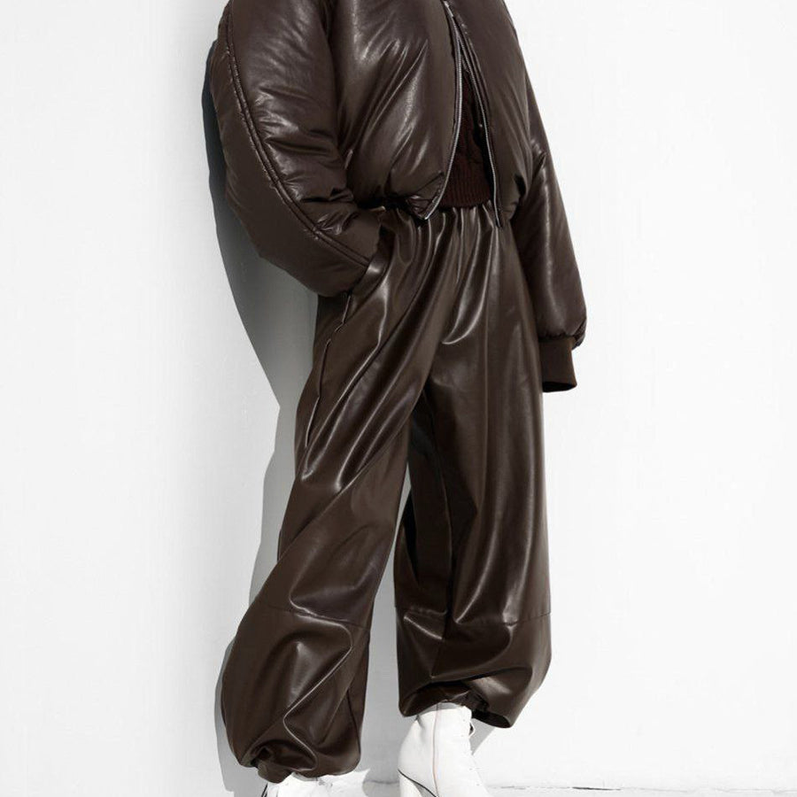 Loose Faux Leather Trousers