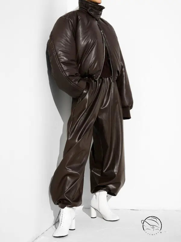 Loose Faux Leather Trousers