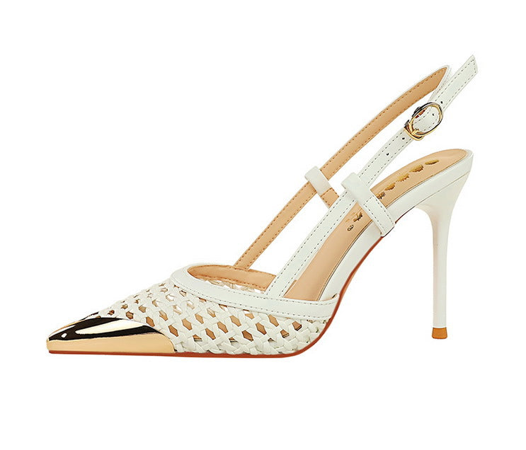 High Grade Metal Pointed Toe Strap Heels