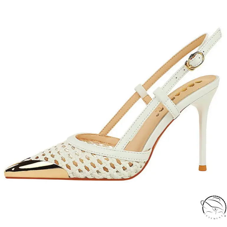 High Grade Metal Pointed Toe Strap Heels
