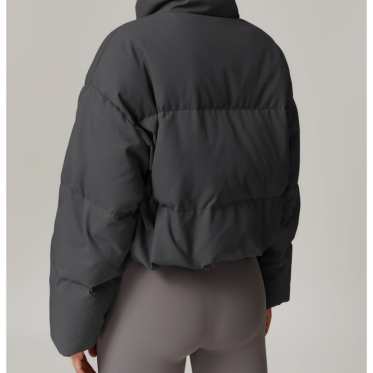 Gray puffer jacket from Comfortable Warm Jacket, perfect for fashion and ملابس