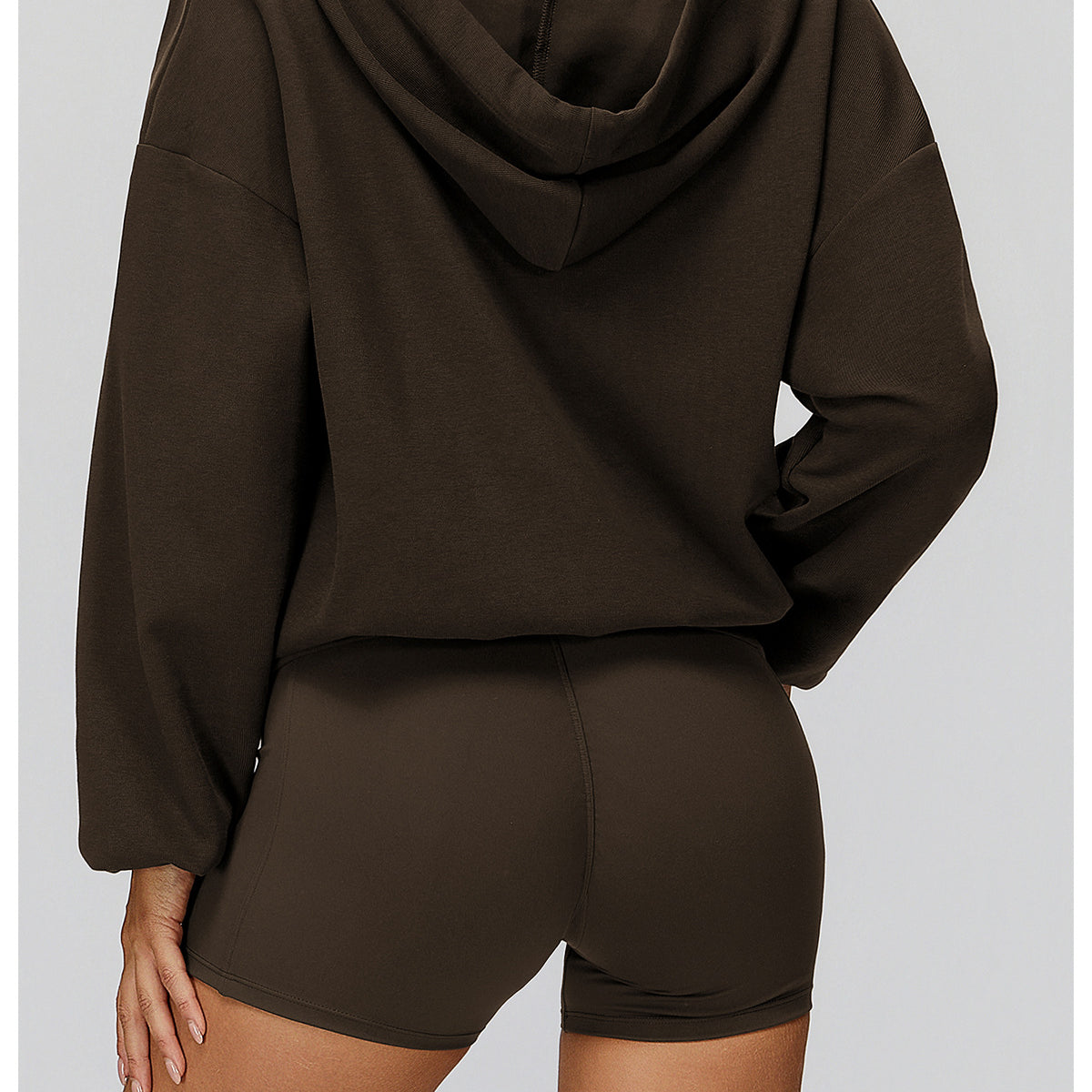 Langry olive green fleece hoodie and shorts set for fashion exercise wear