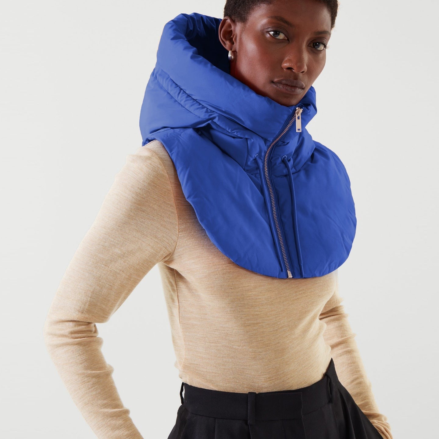 Blue puffer neck warmer from Hooded Accessories, perfect for autumn winter accessories
