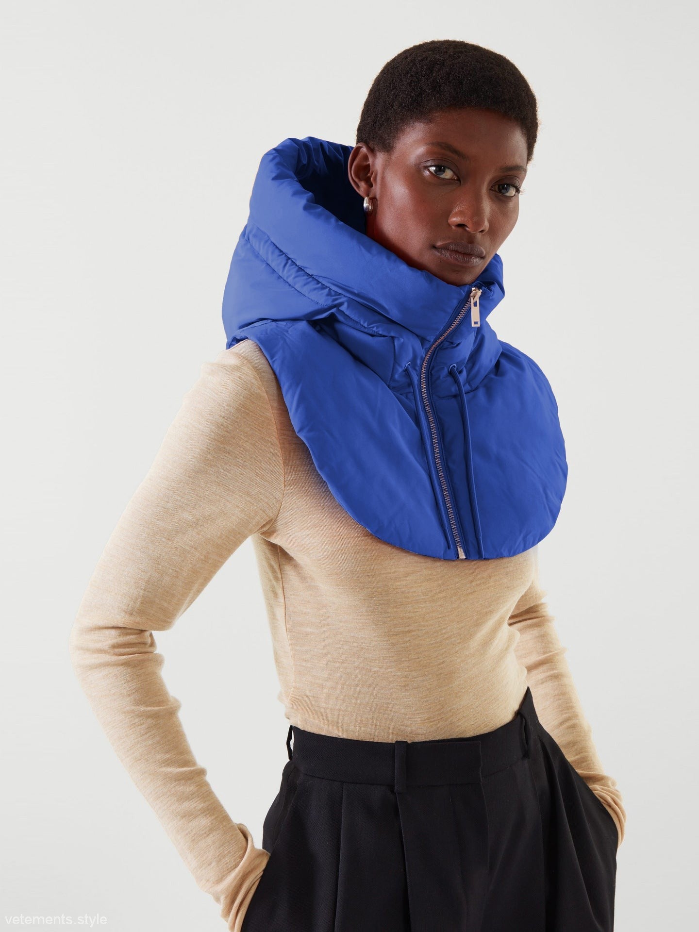 Blue puffer neck warmer from Hooded Accessories, perfect for autumn winter accessories