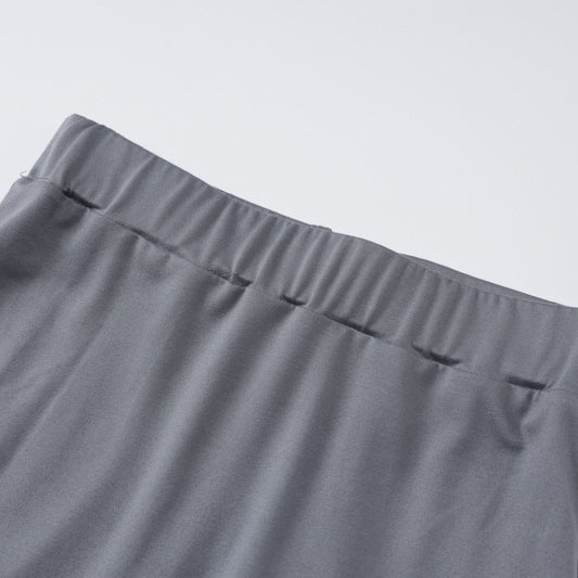 Gray elastic-waist pants from Off Shoulder Collar Long Sleeve Two-Piece Autumn Winter Women Clothing Slim Trousers Suit