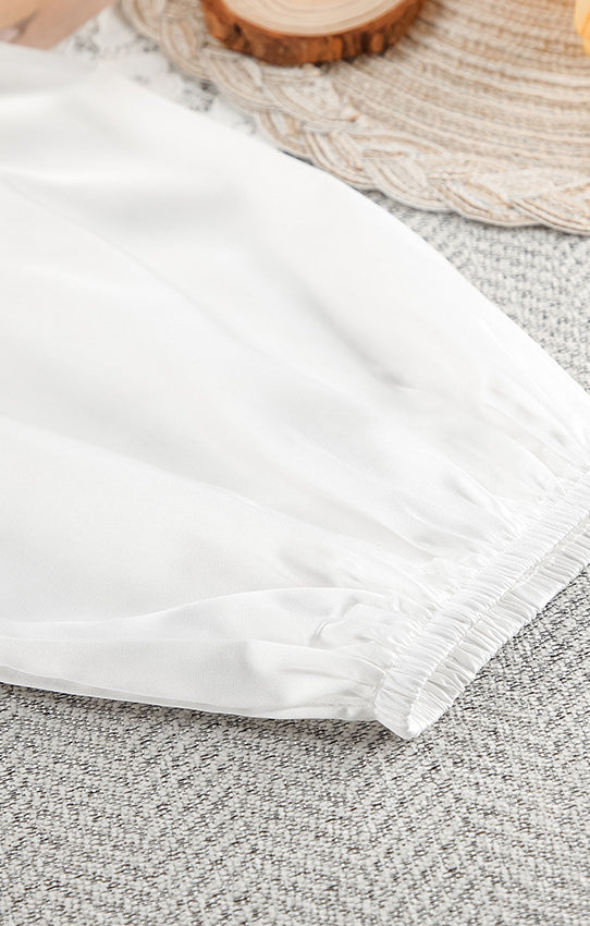 Langry white satin pleated skirt for loose casual fashion homewear