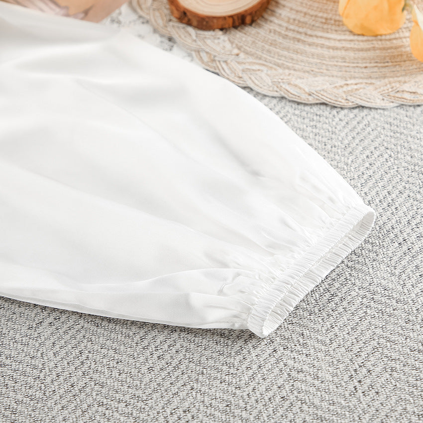 Langry white satin pleated skirt for loose casual fashion homewear