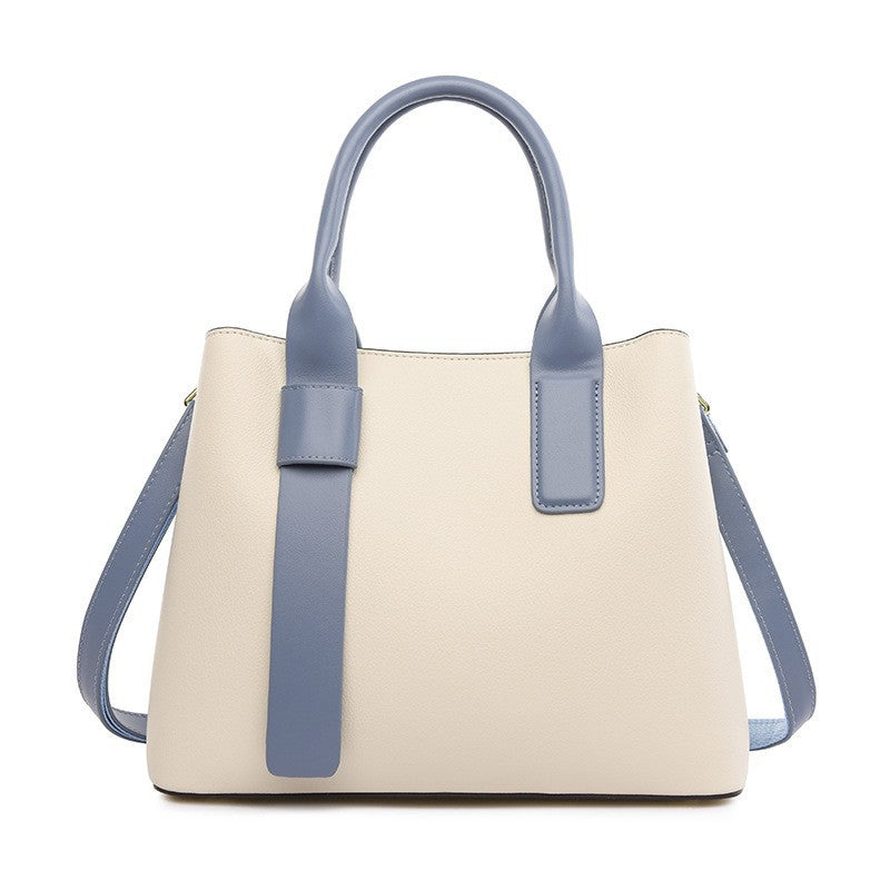 High Grade All Match Handbag featuring a cream body with gray handles and trim, stylish fashion accessory