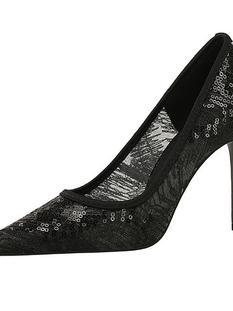 Shallow Mouth Sequin Fashionable Elegant High Heel